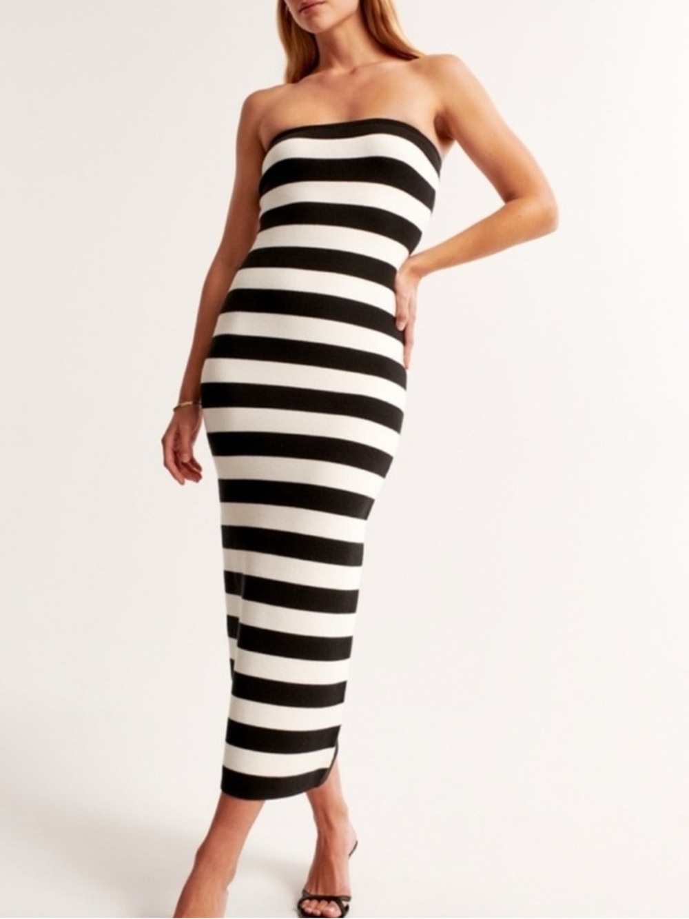 Abercrombie Strapless Black & White Striped Dress